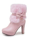 Retro Solid Furry Chunky Heel Short Boots — vintage elegance for the modern woman