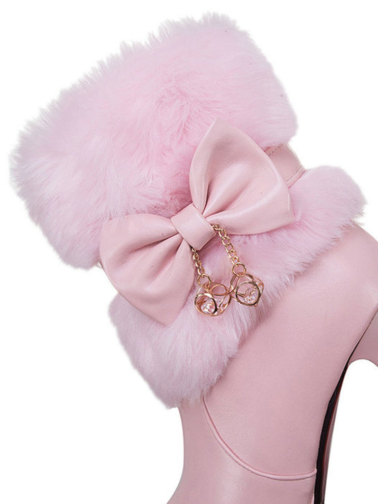 Retro Solid Furry Chunky Heel Short Boots: timeless style reimagined