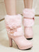 Retro Solid Furry Chunky Heel Short Boots: timeless style reimagined