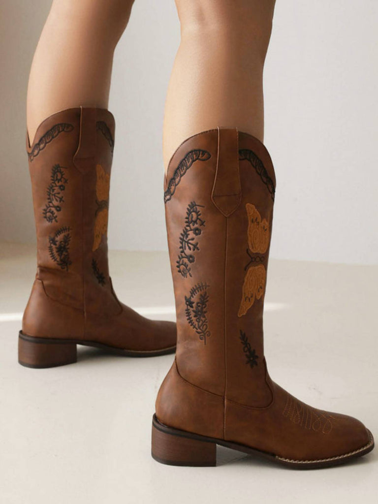 Retro Solid Leather Long Heel Boots, vintage fashion, retro style - perfect for women who love vintage and retro fashion