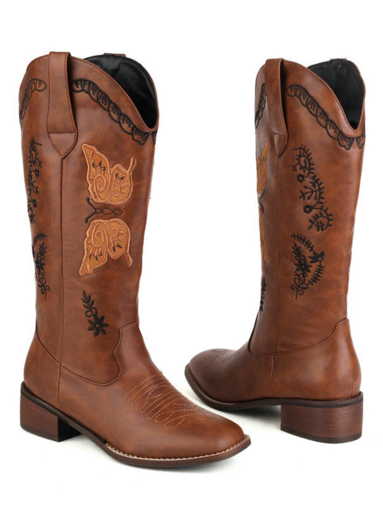 Retro Solid Leather Long Heel Boots, vintage fashion, retro style - perfect for women who love vintage and retro fashion