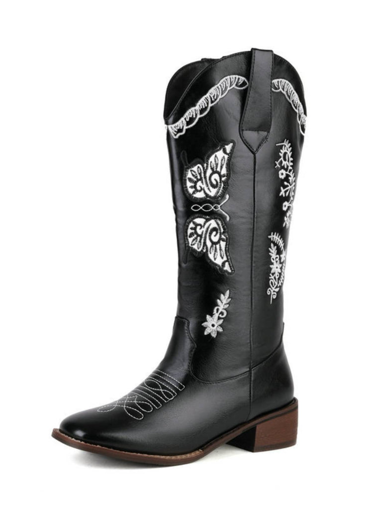 Retro Solid Leather Long Heel Boots, vintage fashion, retro style - perfect for women who love vintage and retro fashion