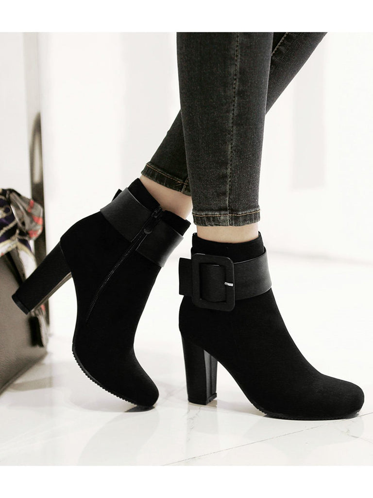 Retro Solid Thick Heel Short Boots — vintage elegance for the modern woman