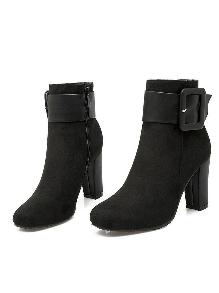 Retro Solid Thick Heel Short Boots: timeless style reimagined
