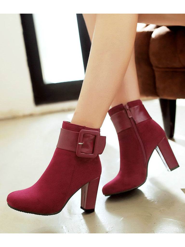 Retro Solid Thick Heel Short Boots: timeless style reimagined