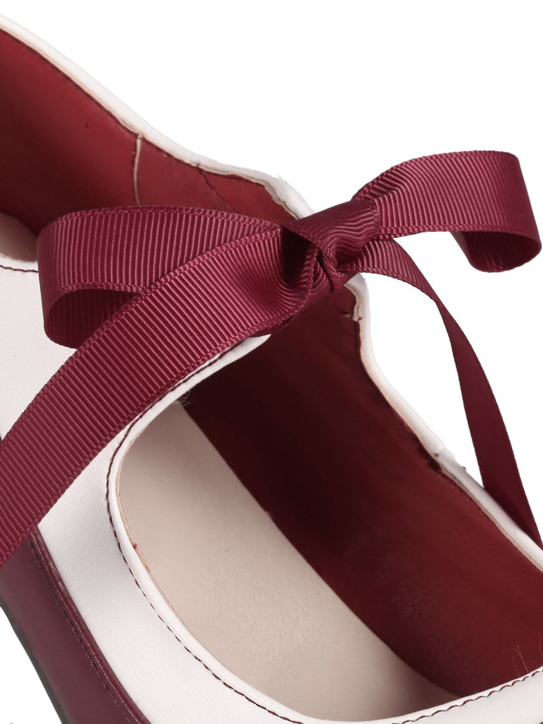 Retro Wine Lace-Up Stiletto Shoes, classic vintage style elegant retro fashion - Image 5