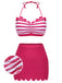 Rose Pink 1960s Stripes Halter Bikini Set - vintage fashion, retro style