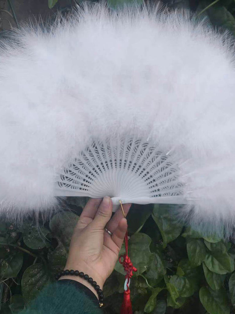 [US Warehouse] Fluffy Feather Folding Hand Fan