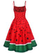 Red 1950s Watermelon Patchwork Dress