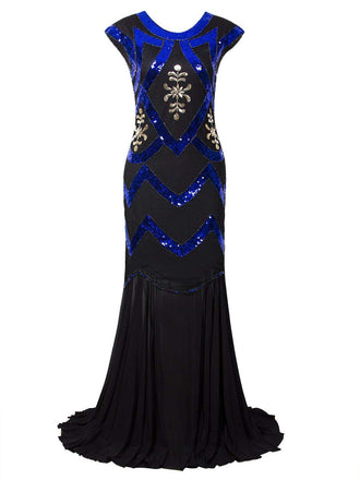 Blue 1920s Gatsby Maxi Dress