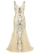 [US Warehouse] Apricot 1920s Sequin Maxi Dress