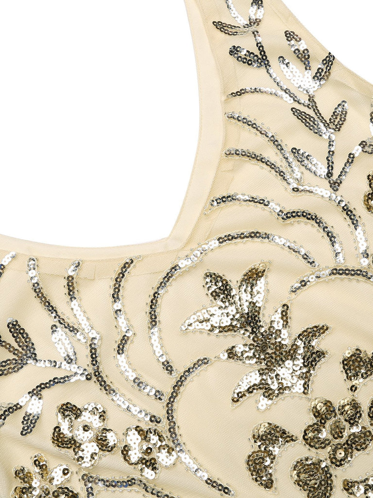[US Warehouse] Apricot 1920s Sequin Maxi Dress