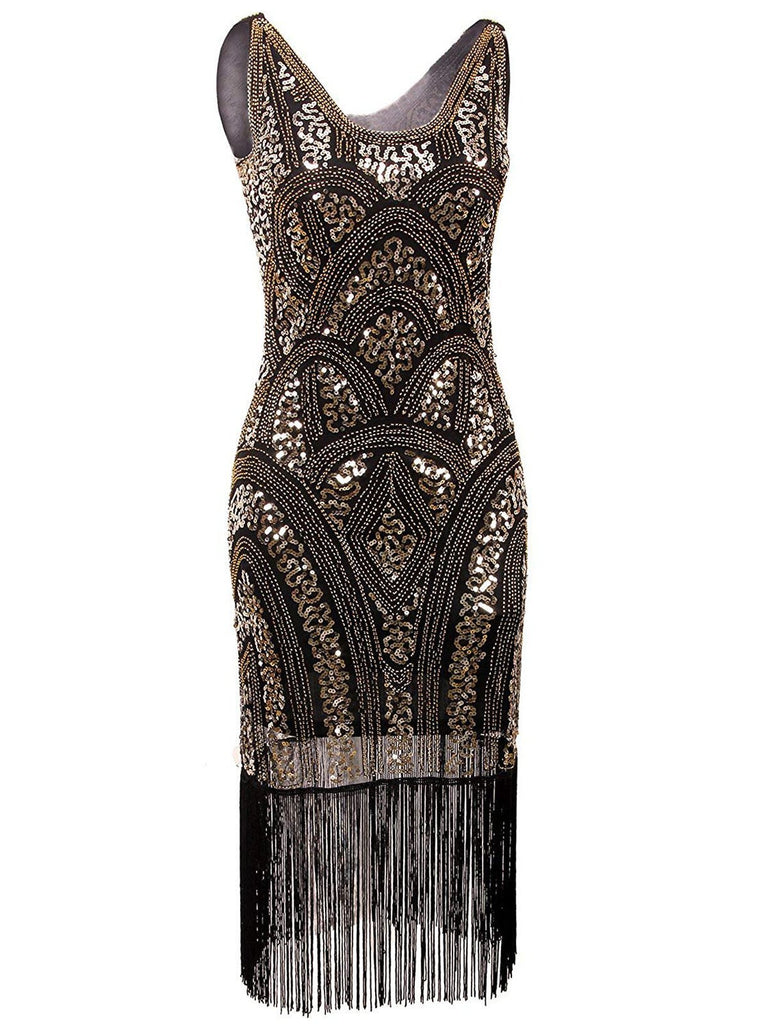 1920s Sequin Fringe Flapper Dress