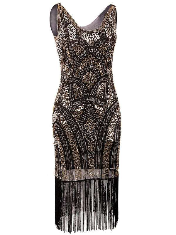 1920s Sequin Fringe Flapper Dress | Retro Stage