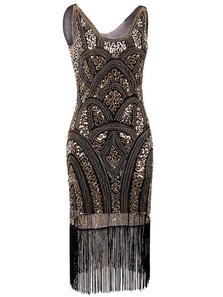 1920s Sequin Fringe Flapper Dress – Retro Stage - Chic Vintage Dresses ...