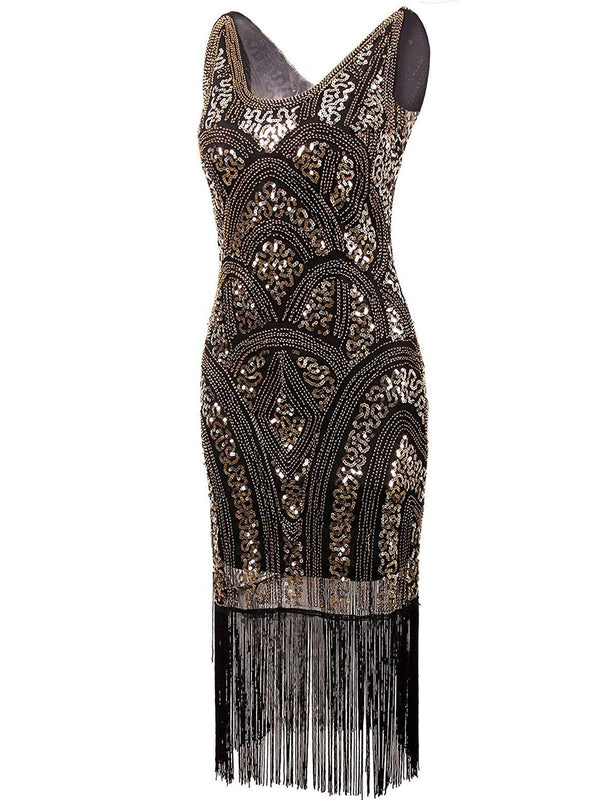 1920s Sequin Fringe Flapper Dress | Retro Stage
