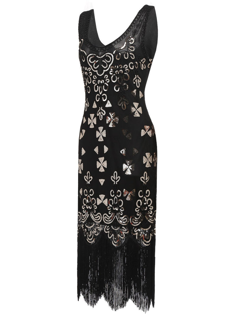 [US Warehouse] Gold 1920s Sequin Flapper Dress