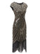 [US Warehouse] Gold 1920s Sequin Beaded Fringed Dress