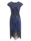 Blue 1920s Sequin Beaded Fringed Dress