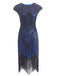 [US Warehouse] Blue 1920s Sequin Beaded Fringed Dress