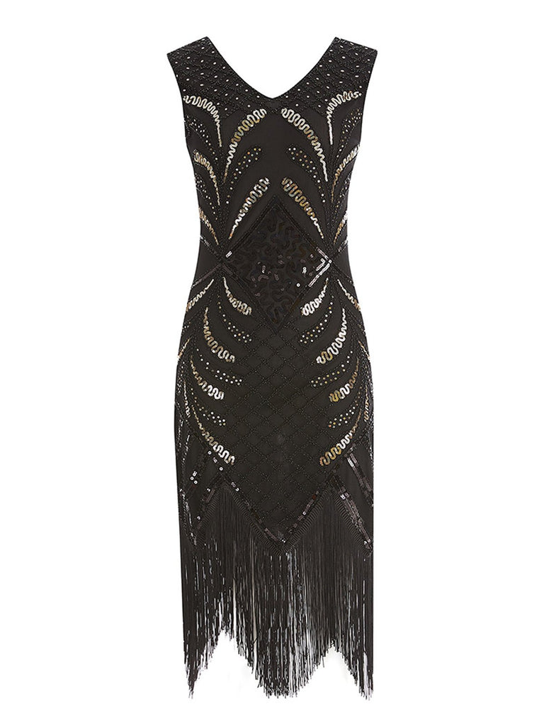 1920s Sequin Fringed Flapper Dress
