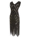 Black 1920s Sequin Fringed Gatsby Dress