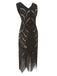 Black 1920s Sequin Fringed Gatsby Dress