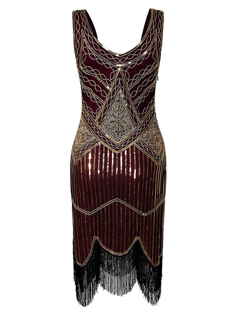 1920s Sequin Fringed Gatsby Dresses