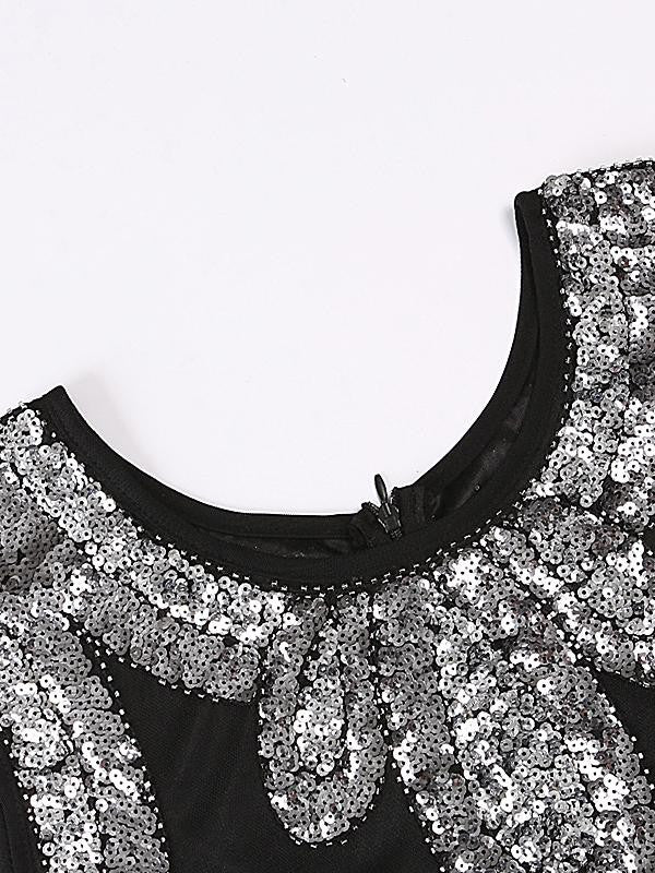 Black 1920s Sequin Flapper Dresses