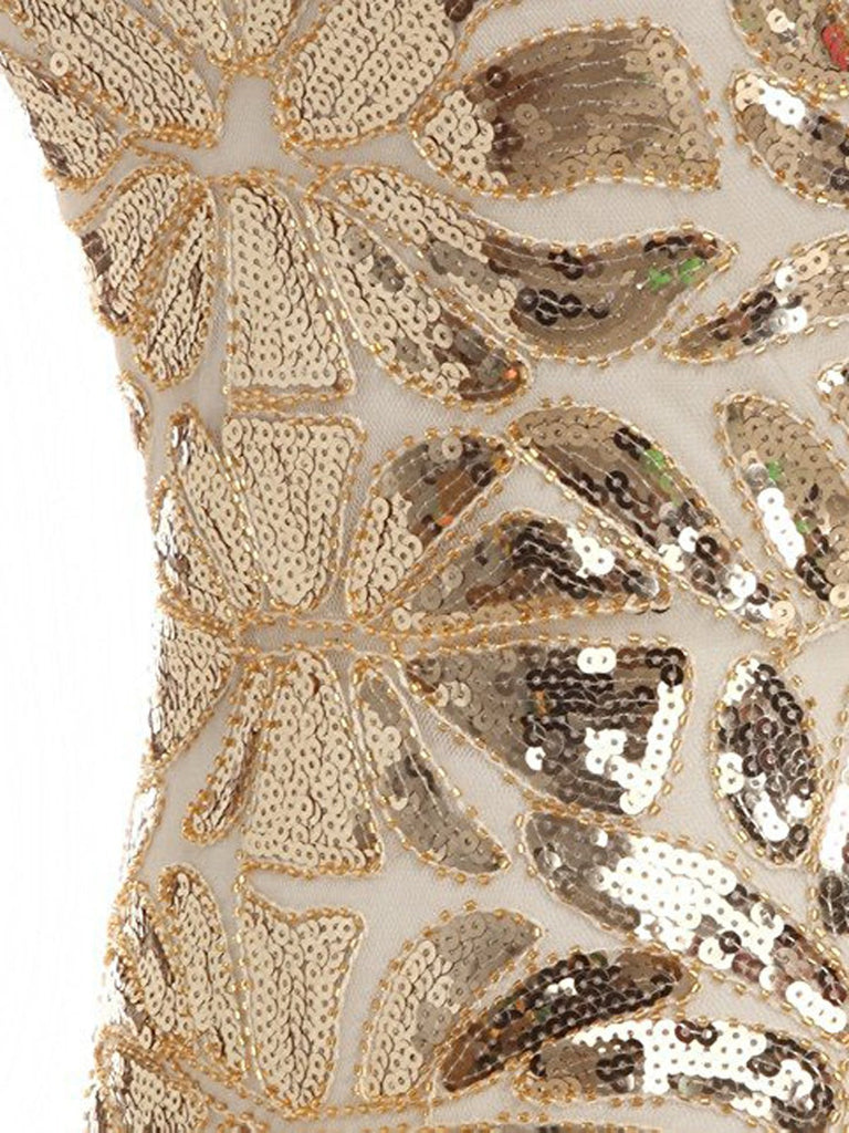 [Clearance] Apricot 1920s Sequin Maxi Flapper Dress - US