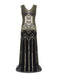 [US Warehouse] Black 1920s Sequin Flapper Maxi Dress