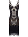 US Only Black 1920sSequin Fringed Flapper Dress