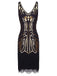 US Only Black 1920sSequin Fringed Flapper Dress