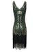 [US Warehouse] Green 1920s Sequin Fringed Flapper Dress