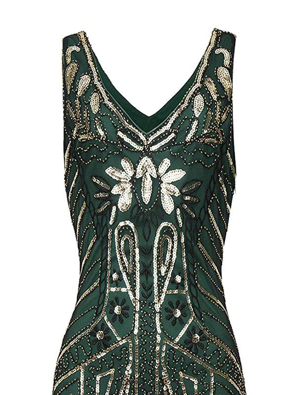 [US Warehouse] Green 1920s Sequin Fringed Flapper Dress