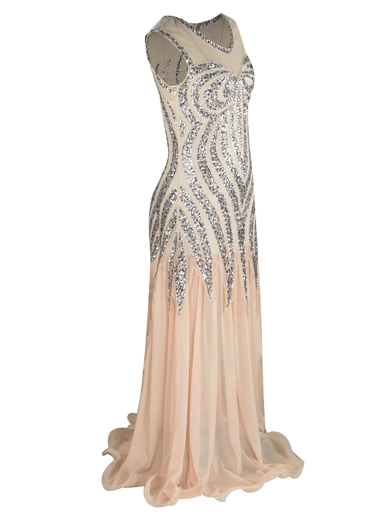 1920s Sequined Elegant Maxi Dress