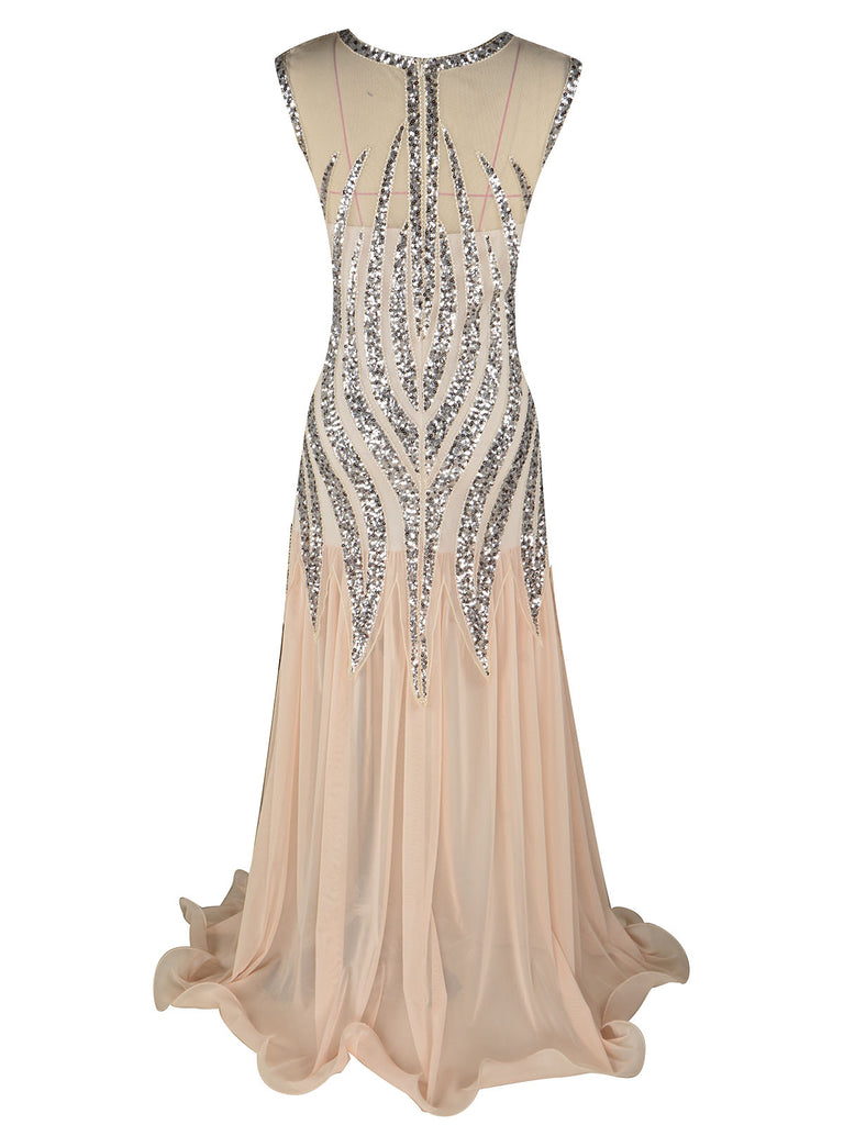 1920s Sequined Elegant Maxi Dress
