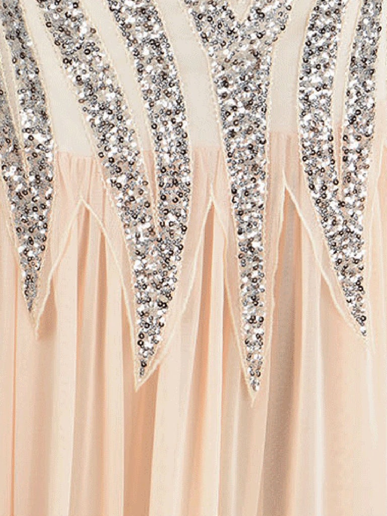 1920s Sequined Elegant Maxi Dress