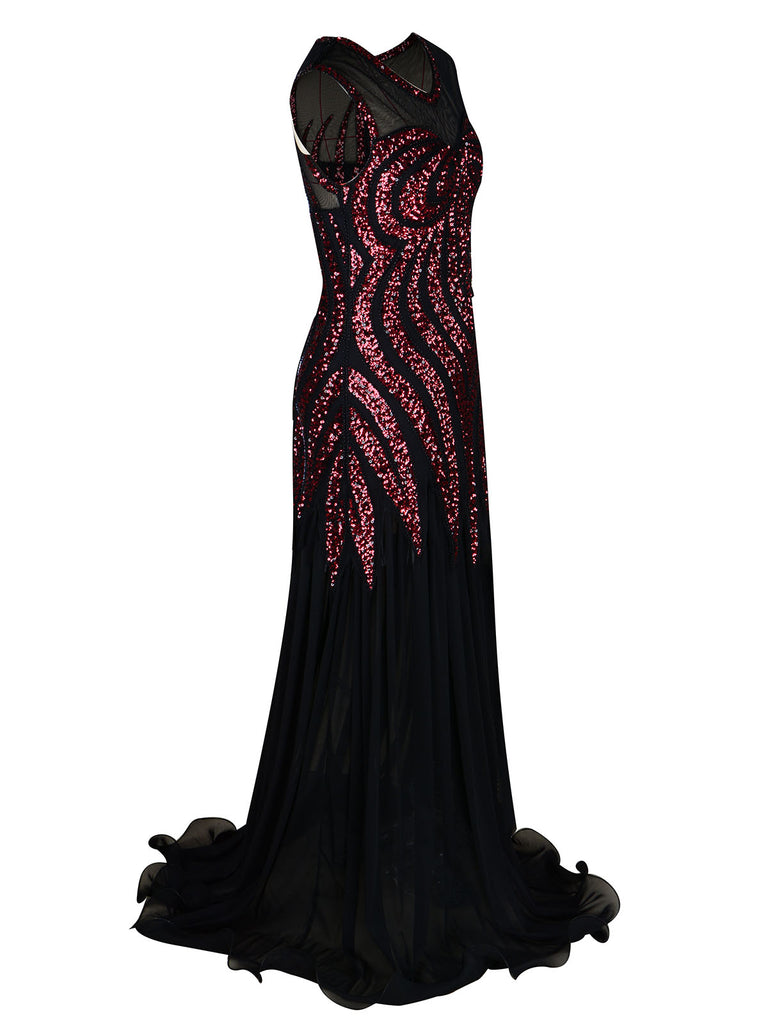 1920s Sequined Elegant Maxi Dress