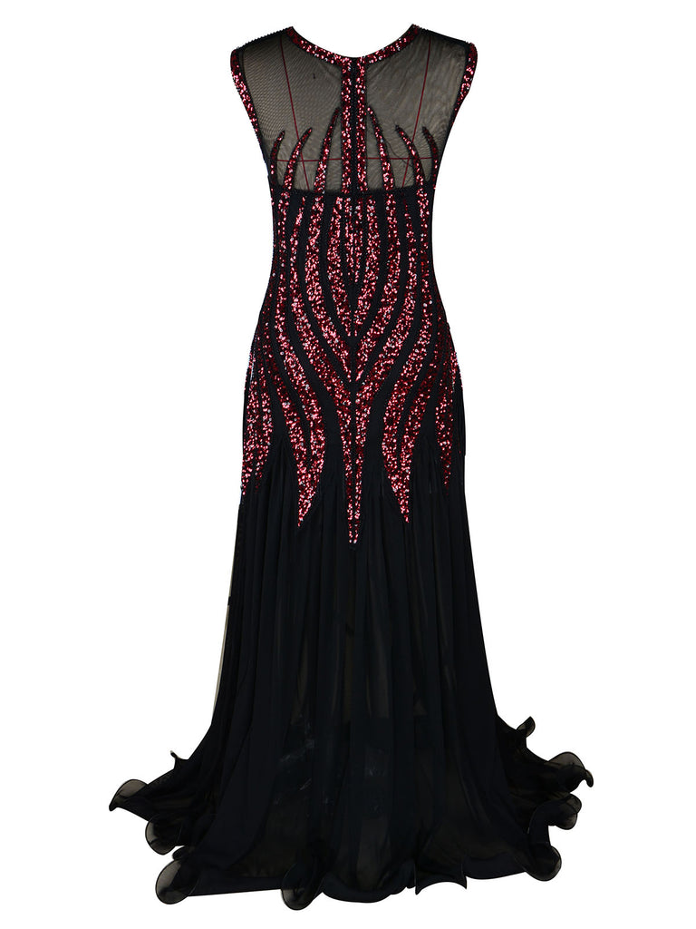 1920s Sequined Elegant Maxi Dress