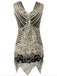 Plus Size Apricot 1920s Sequined Flapper Dress