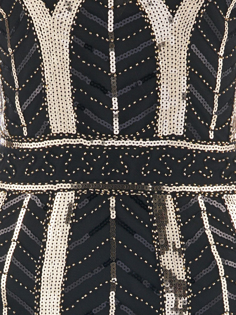 1920s Leaves Sequined Tassel Dress