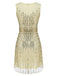[US Warehouse] Beige 1920s Sequined Embellished Dress