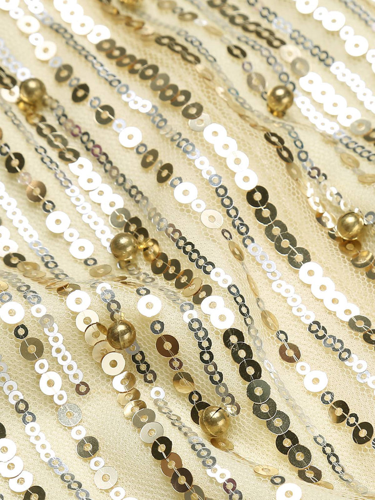 [US Warehouse] Beige 1920s Sequined Embellished Dress