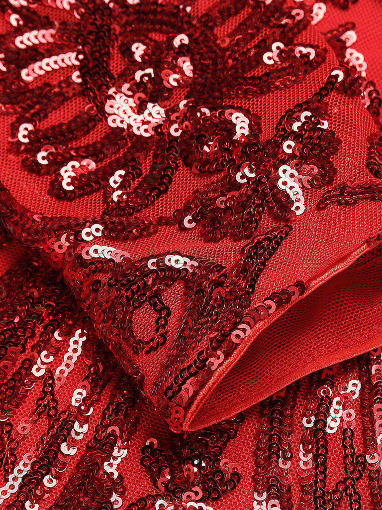 [US Warehouse] Red 1920s Sequined Keyhole Dress