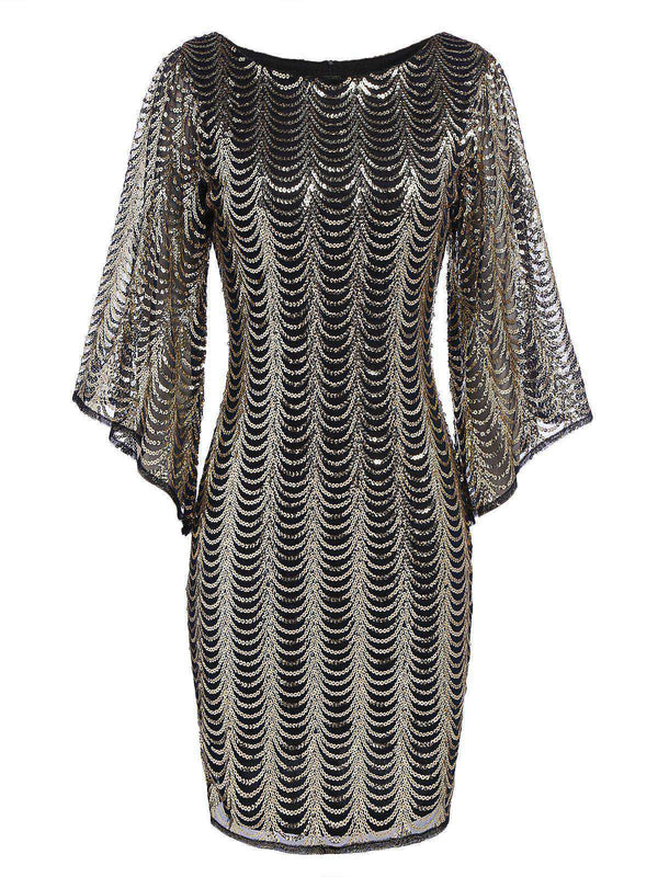 Retro Stage 1920s Flapper Gatsby Dress Gold,L