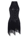 Black 1920s Sequined Glitter Dress