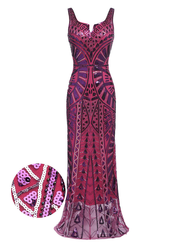 [US Warehouse] Purple 1920s Sequined Maxi Dress