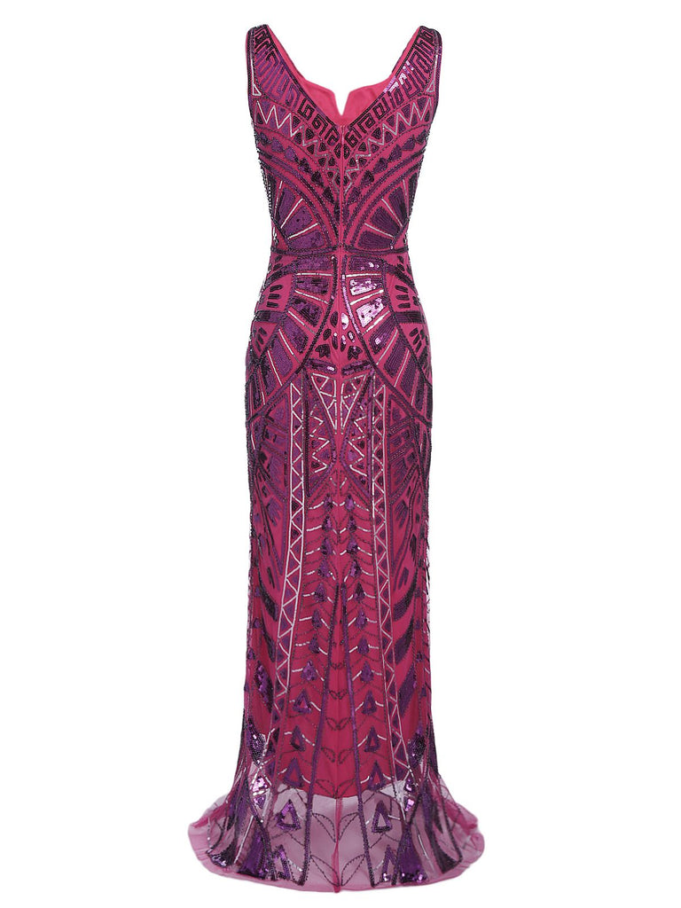[US Warehouse] Purple 1920s Sequined Maxi Dress