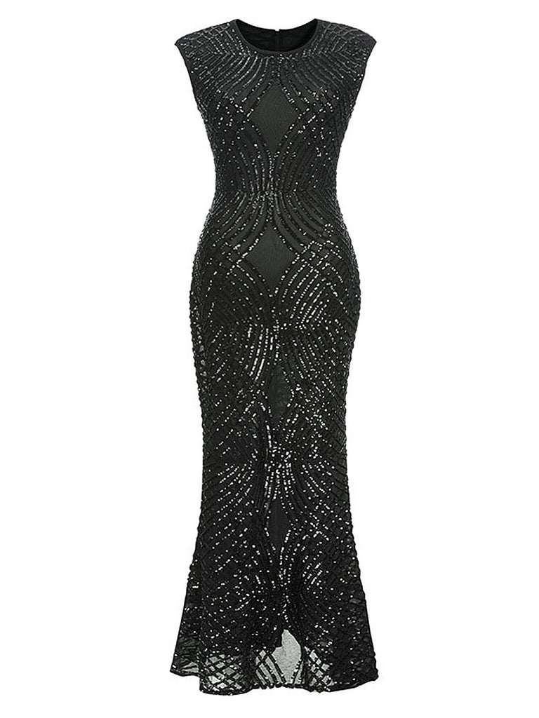 [US Warehouse] 1920s Sequined Sleeveless Geometric Dress